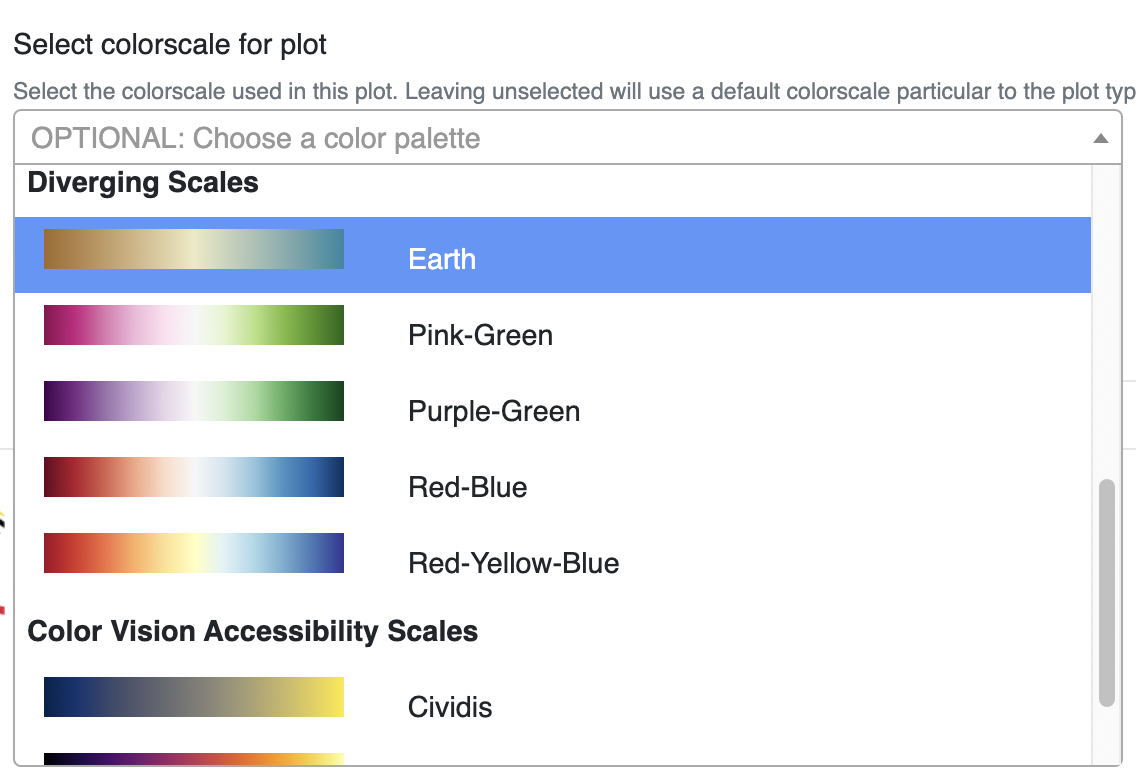 Selecting a diverging palette Selecting a diverging palette